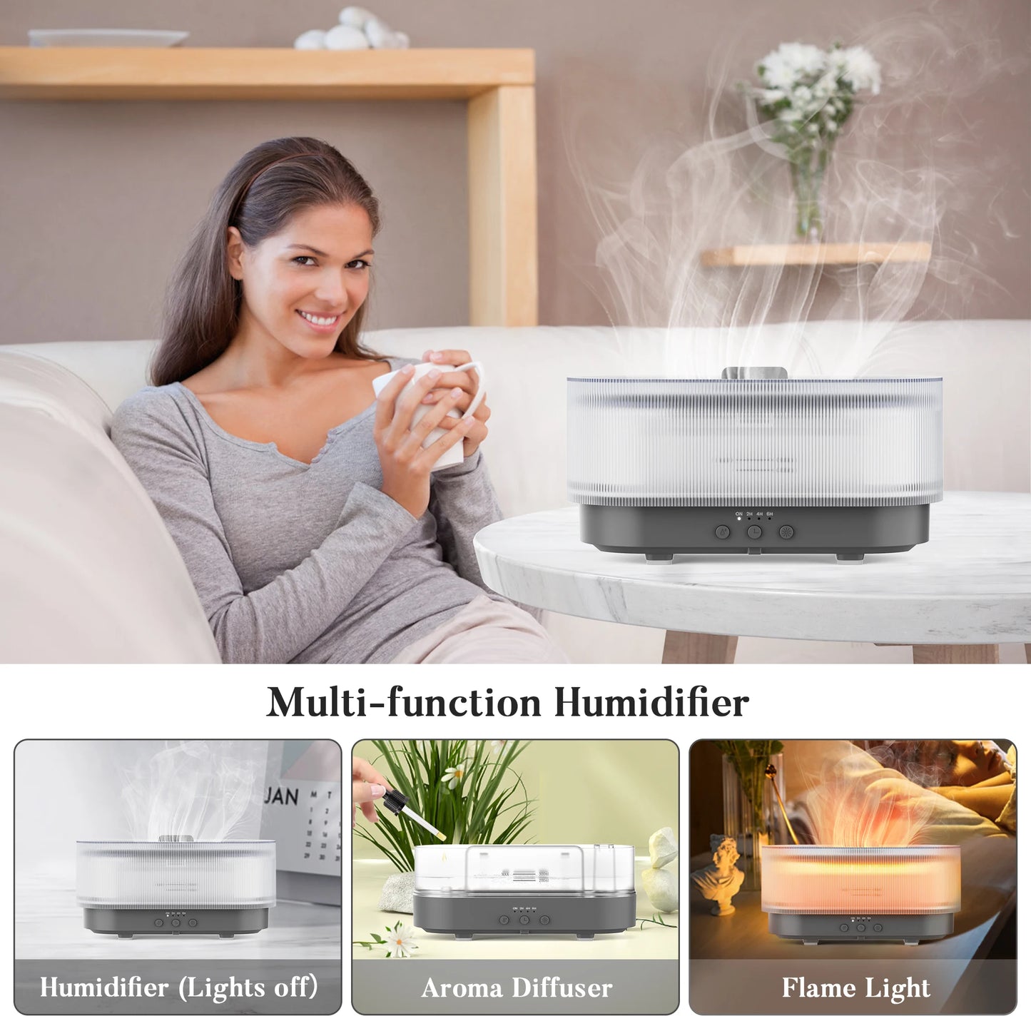 Small Ultrasonic Aroma Diffuser Humidifier With LED Light