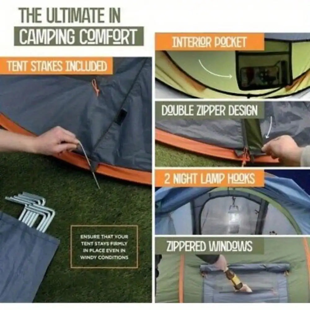 4-Person Easy Pop Up Tent With Waterproof UPF50+ Protection