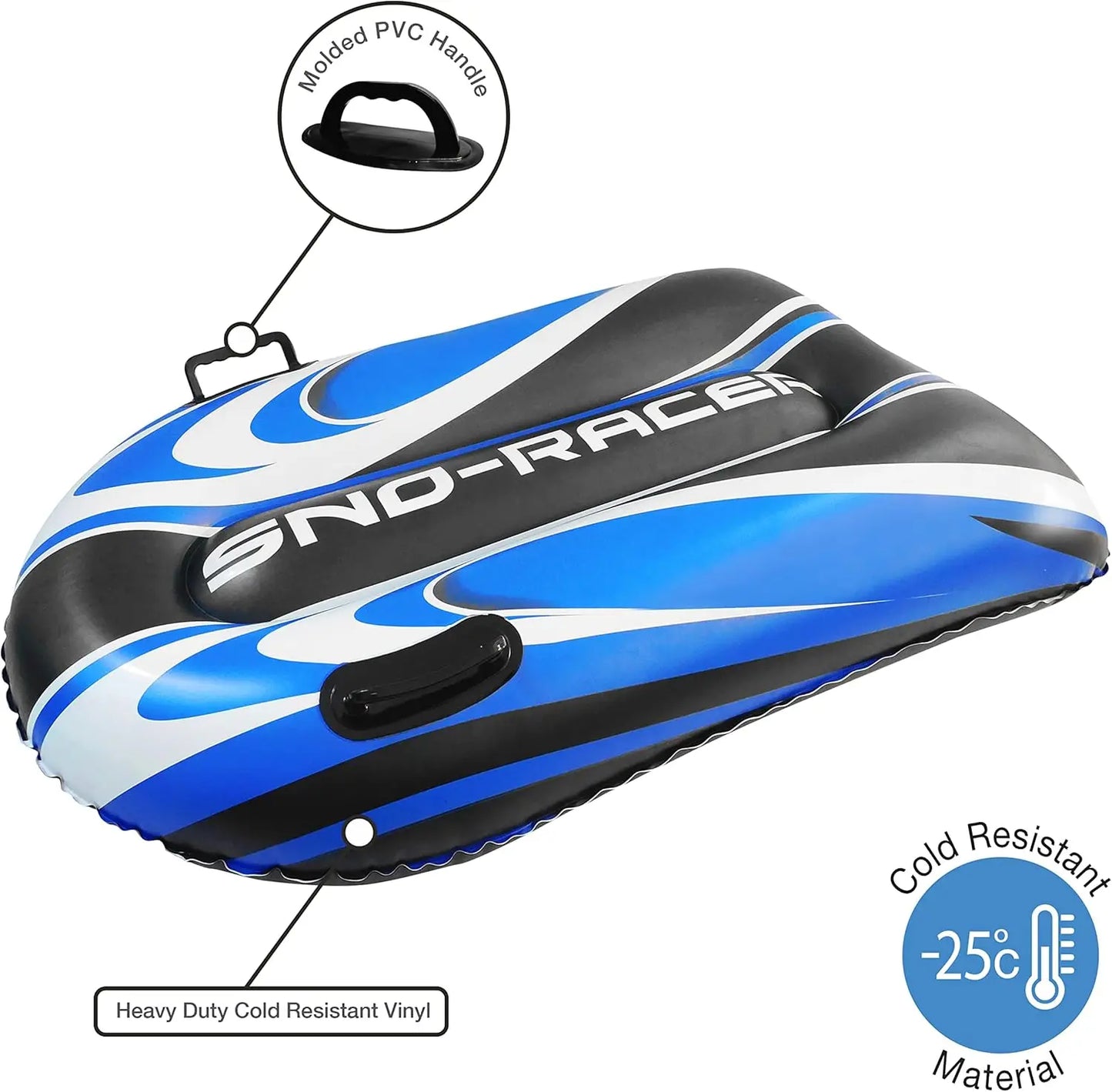 Inflatable Toboggan Sled Heavy Duty With Sturdy Handles