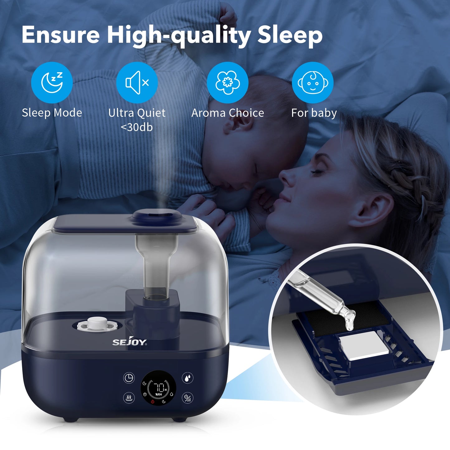 Sejoy 5L Large Room Humidifier With Aromatherapy Diffuser