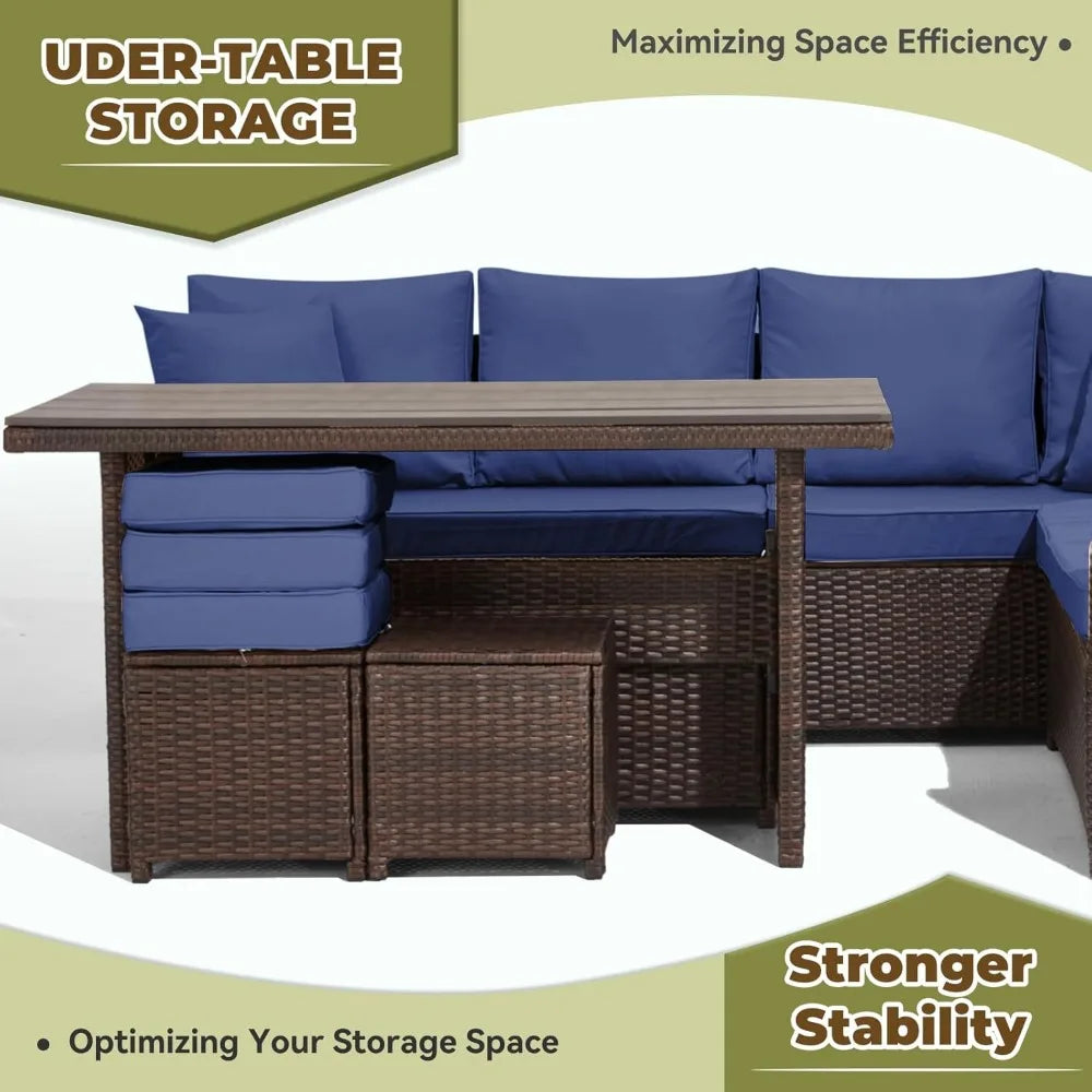 7-Piece Outdoor Patio Furniture Set with Thick Cushions