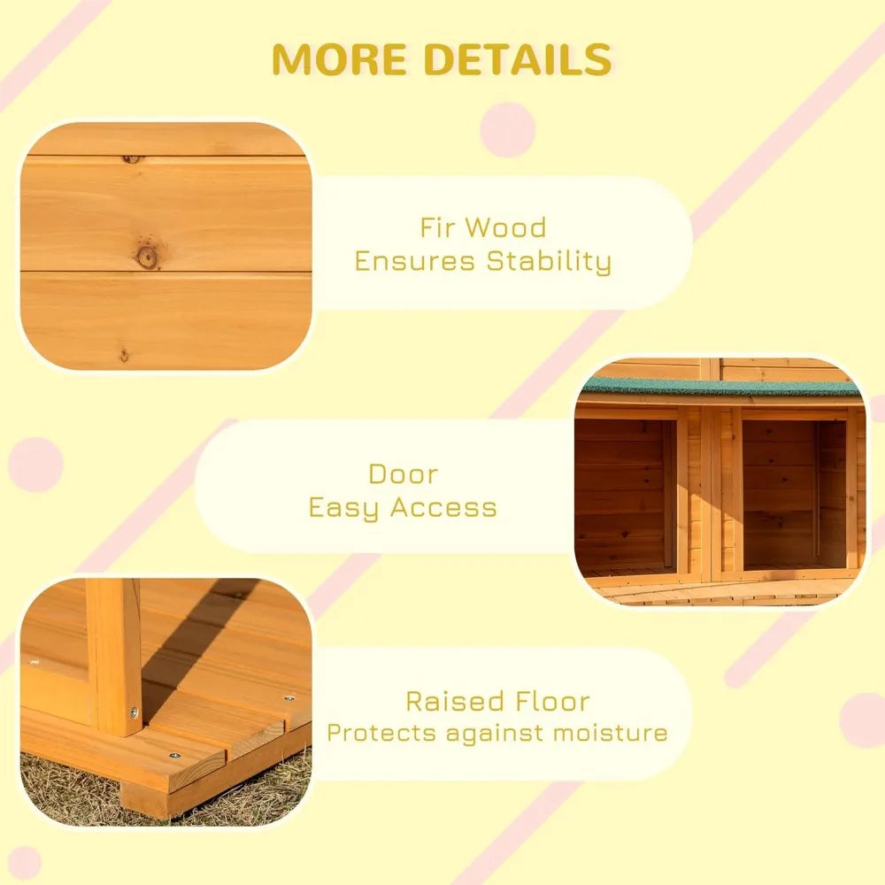 Spacious Wooden Dog House for Two Medium Dogs