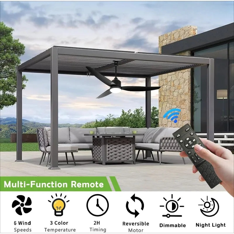 Waterproof Outdoor Ceiling Fan with Light and Remote