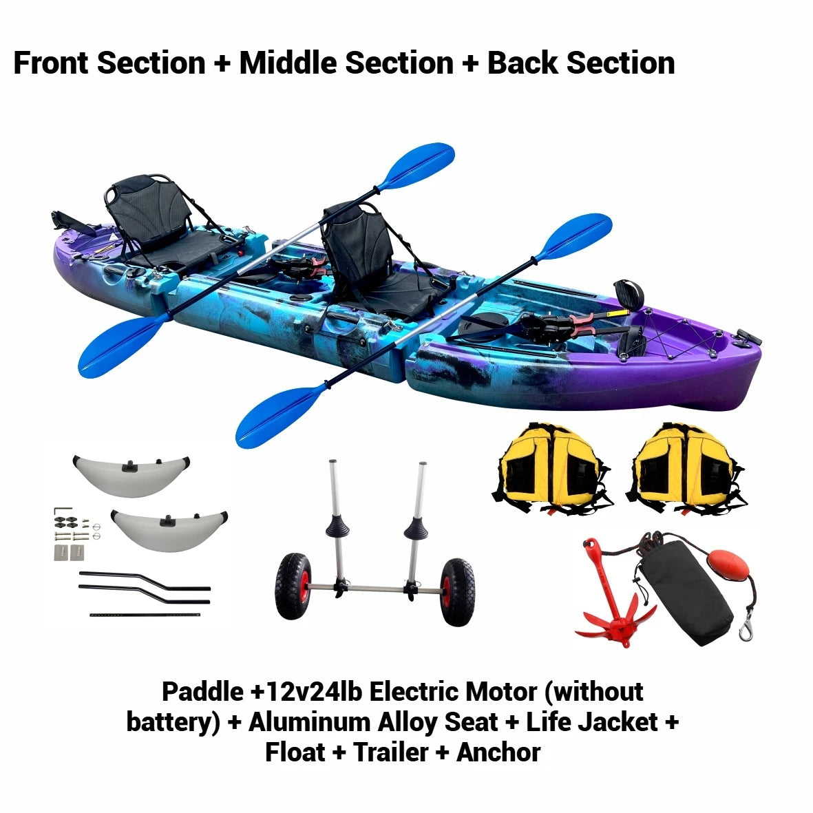 Portable LLDPE Kayak Canoe With Split Shell For Solo Tandem