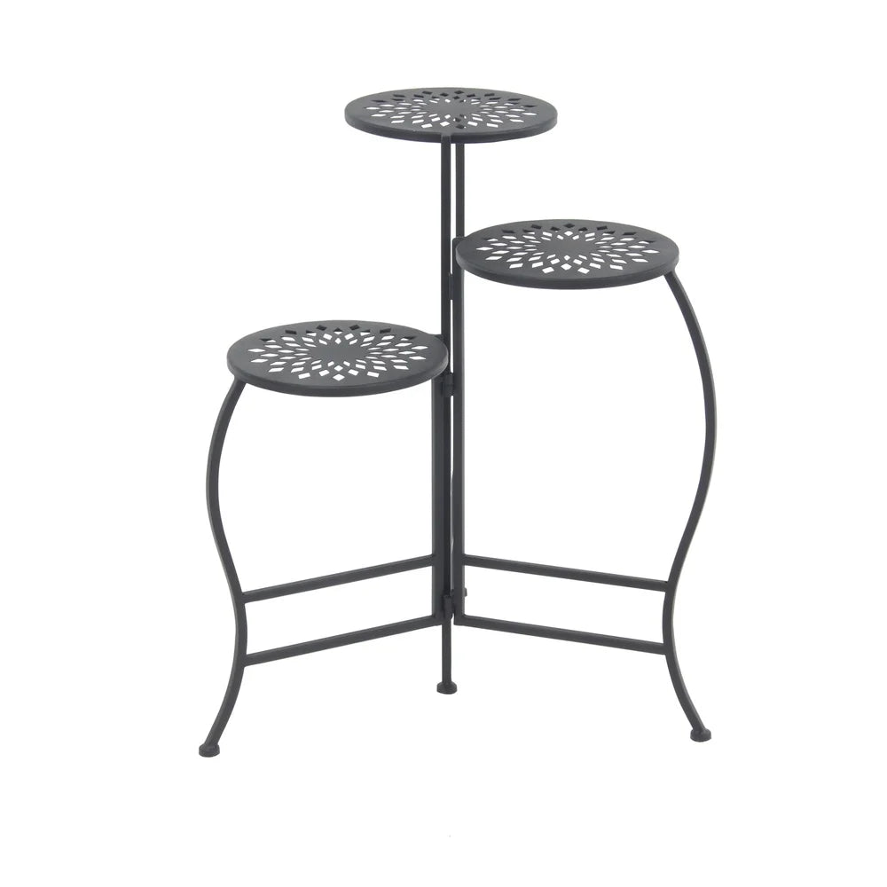 Stylish 3 Tier Black Metal Plant Stand for Space Saving Decor
