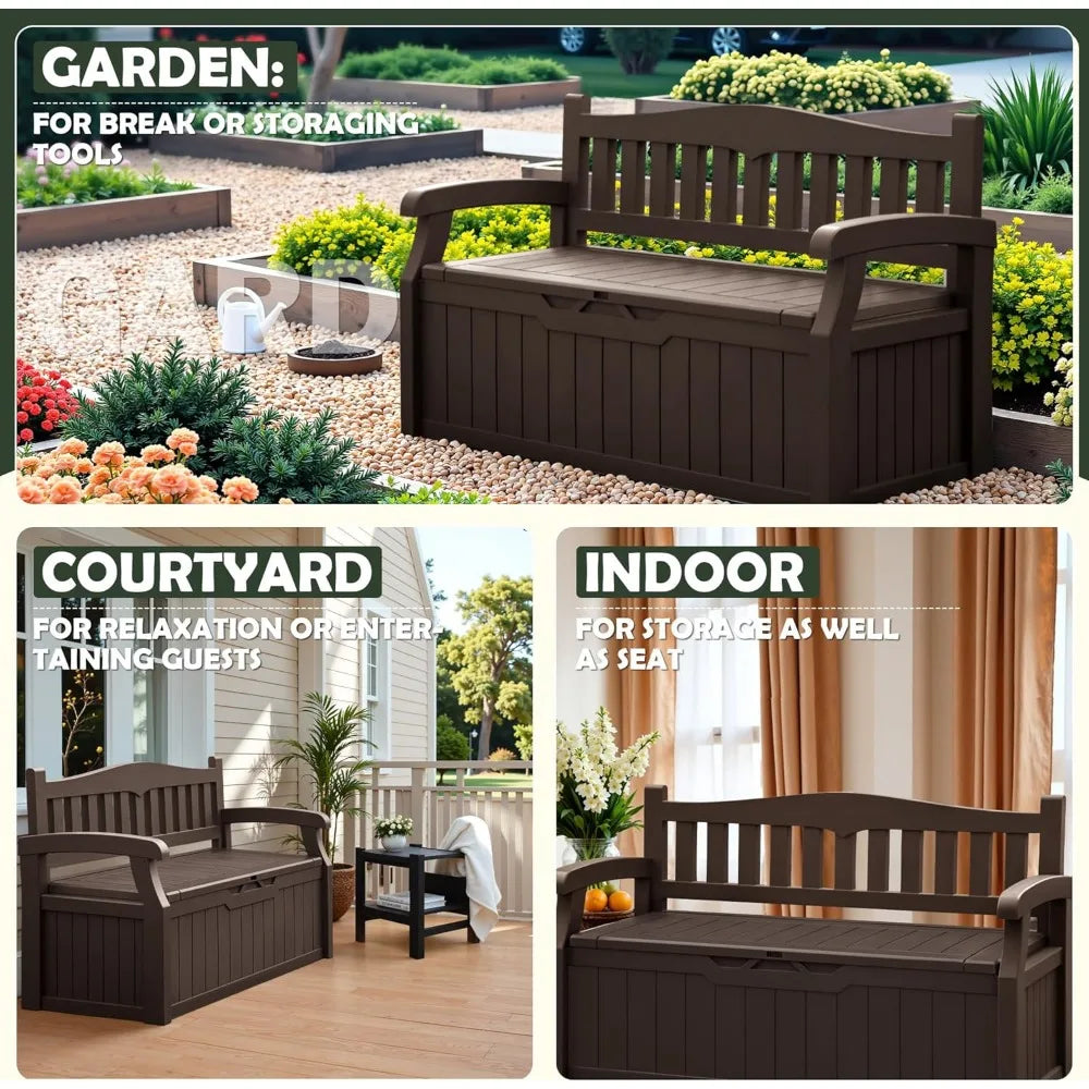 80 Gallon Outdoor Storage Bench with Lockable Hidden Storage
