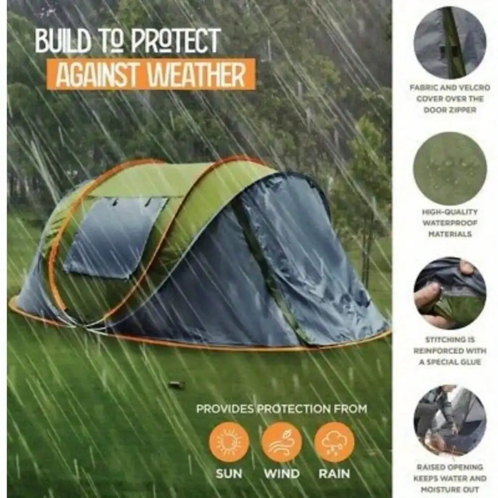 4-Person Easy Pop Up Tent With Waterproof UPF50+ Protection