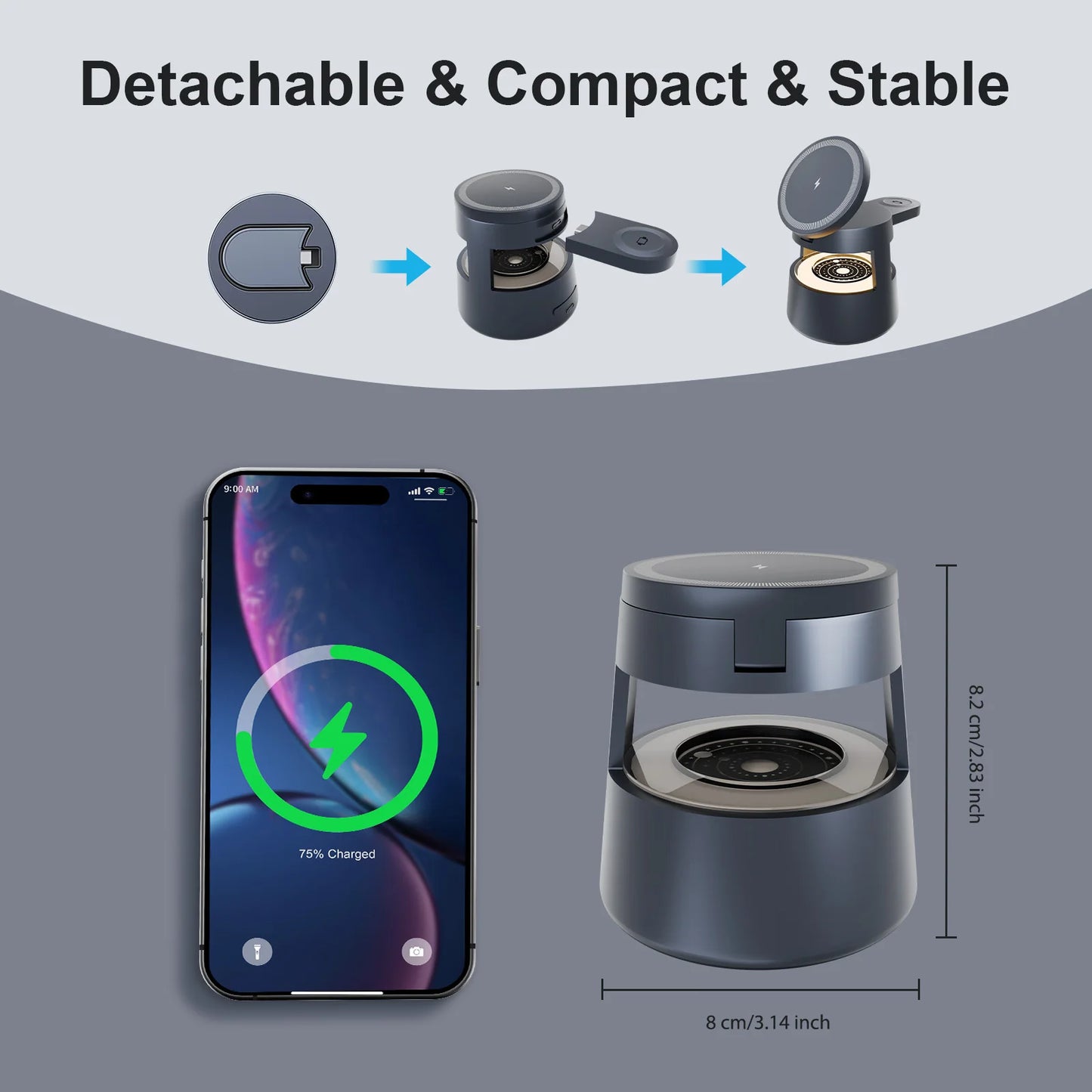 4 In 1 Magnetic Wireless Charger 15W Charging Nightlight