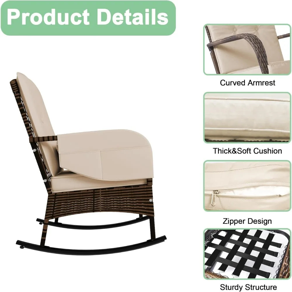 Stylish 3-Piece Patio Furniture Set with Rocking Chairs