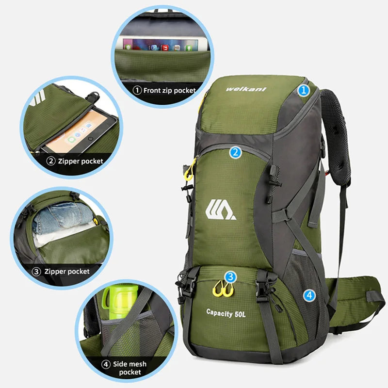 OutdoorPro 50L Waterproof Travel Backpack for All Adventures