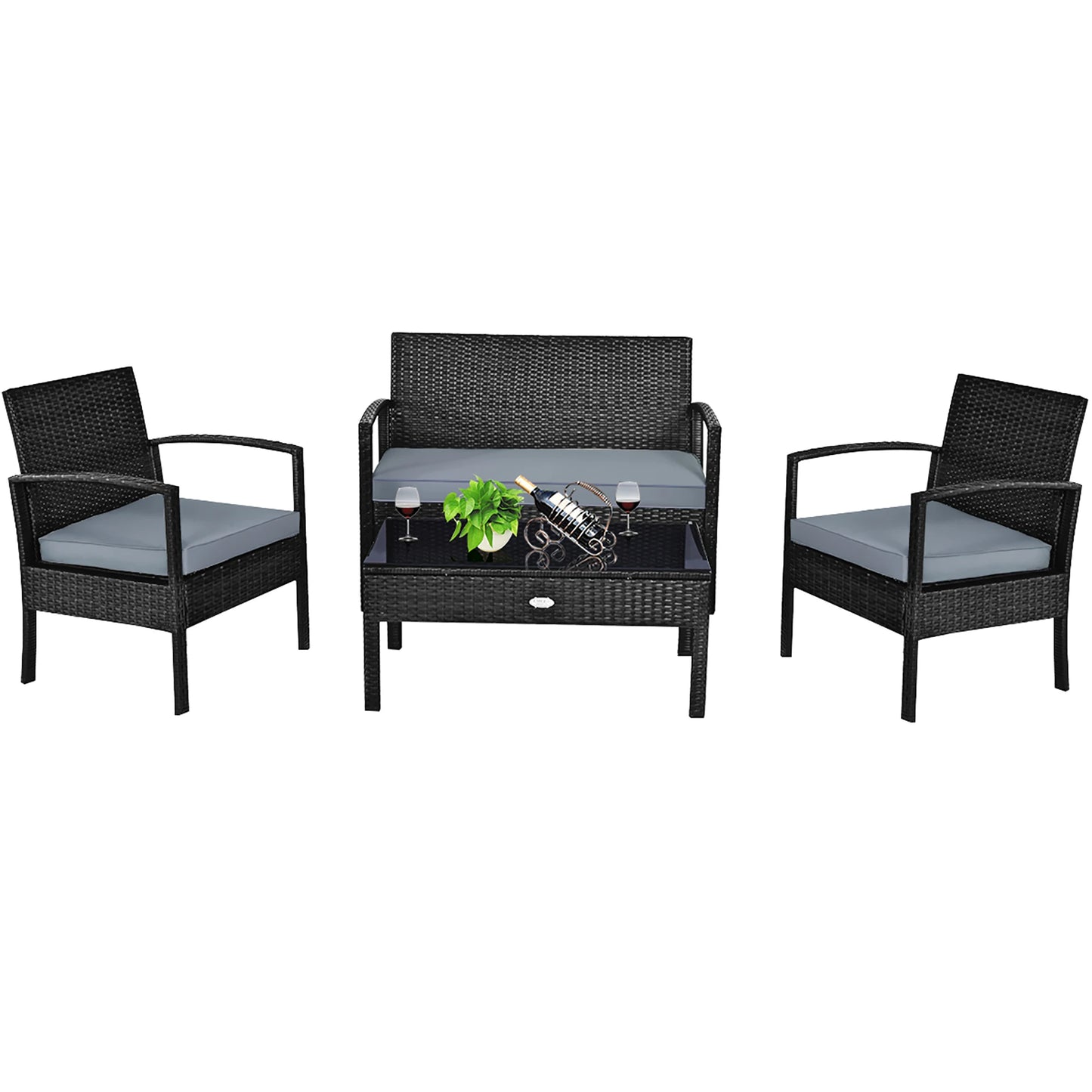 Stylish 4 Piece Outdoor Rattan Wicker Set for Comfort
