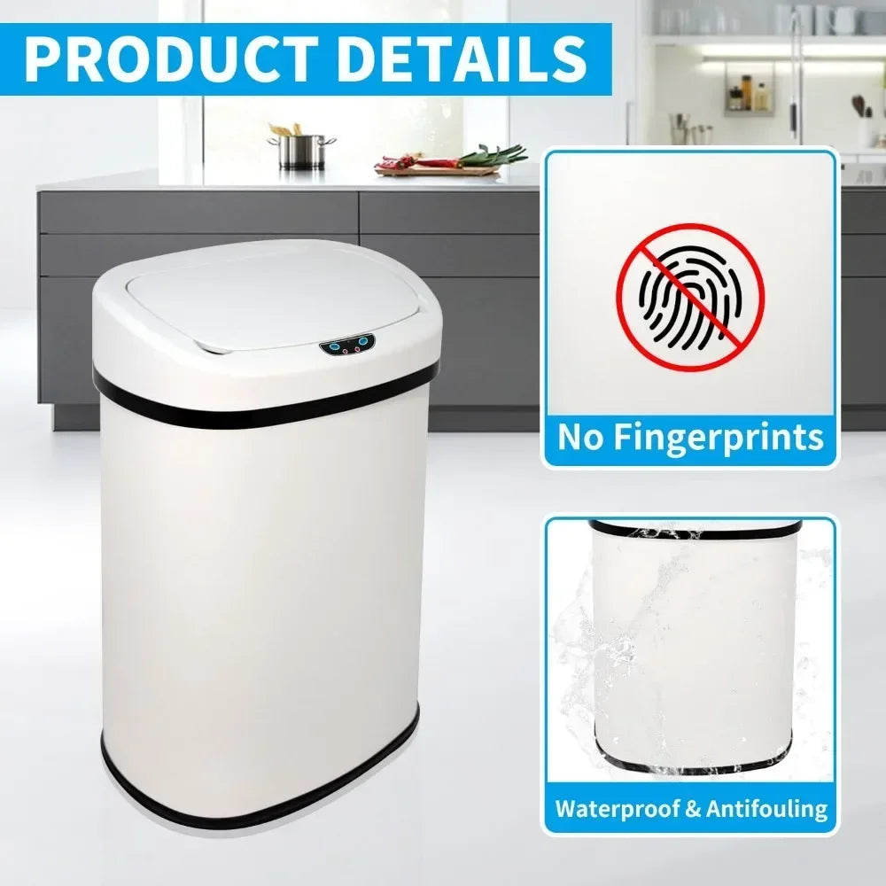 Mozhou 13 Gallon Kitchen Trash Can with Touch Free Sensor