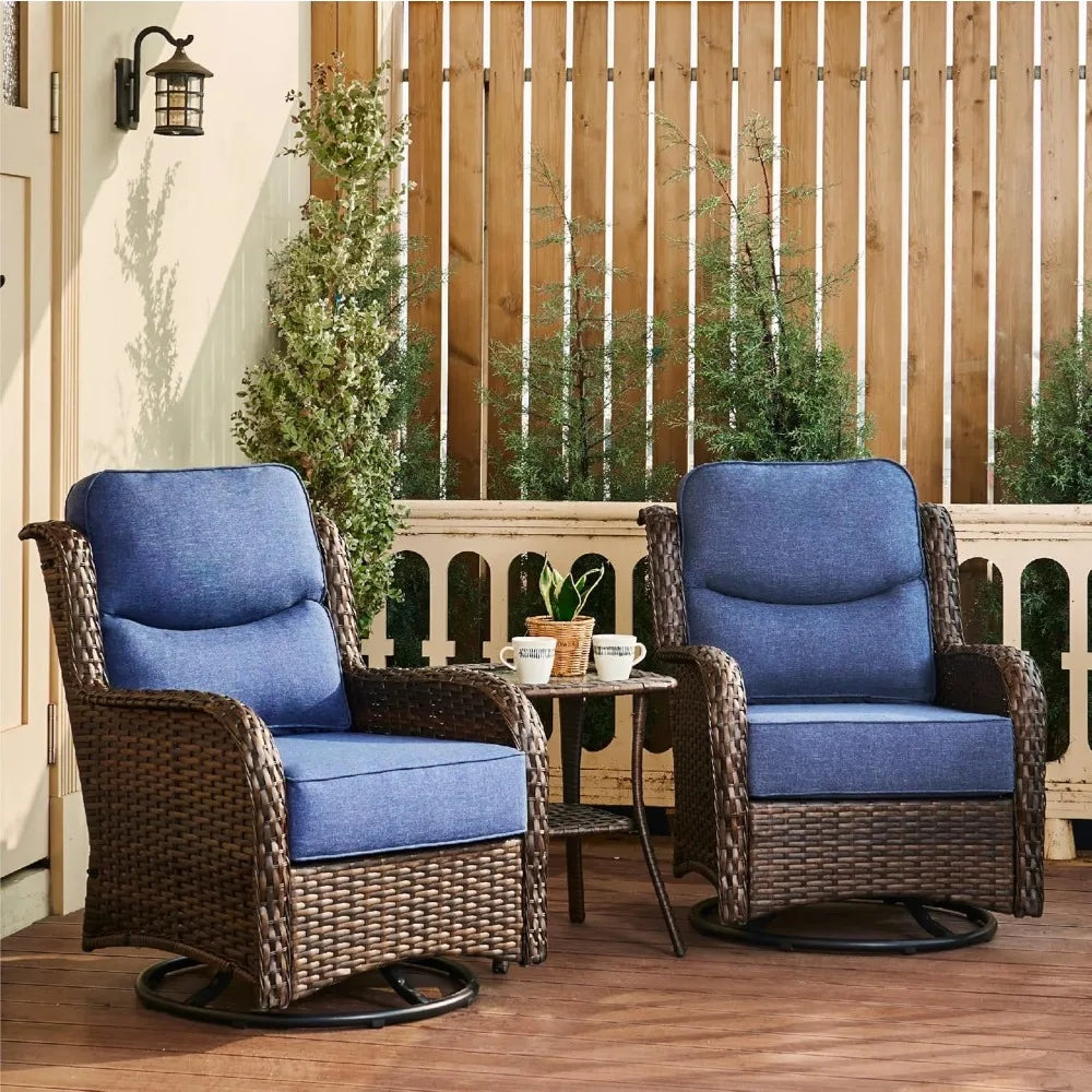 Luxury Outdoor Swivel Rocker Patio Chairs Set With Cushions