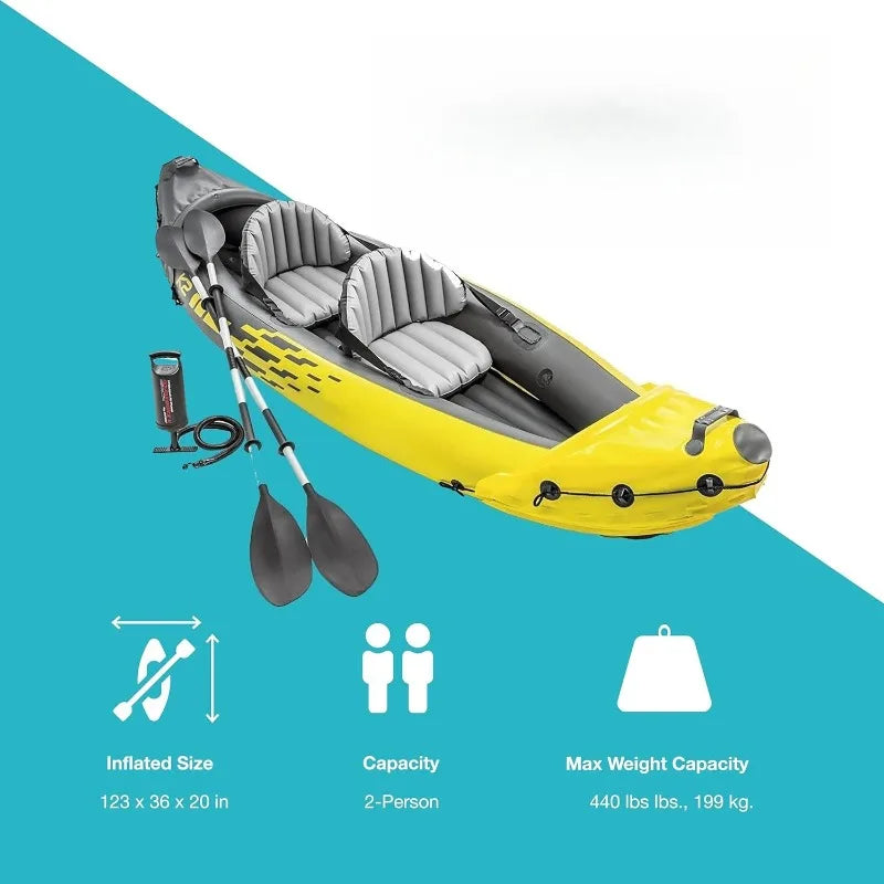 Inflatable Two Person Kayak Set With High Output Pump