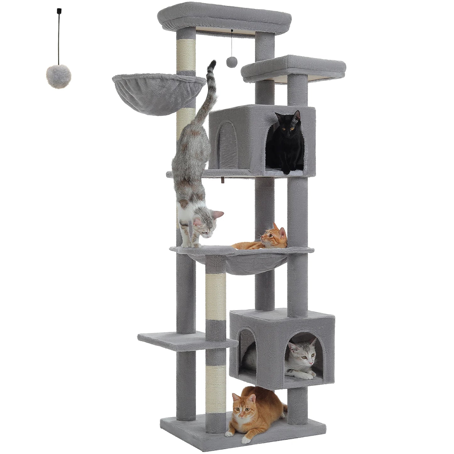 Large Cat Tree with Plush Condo and Scratching Posts