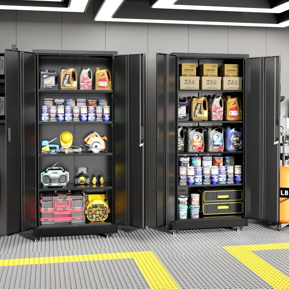 Lockable Rolling Metal Storage Cabinet With Wheels