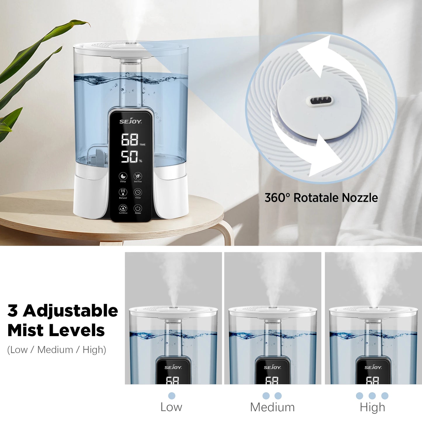 Smart LED Humidifier with Aromatherapy and Digital Display