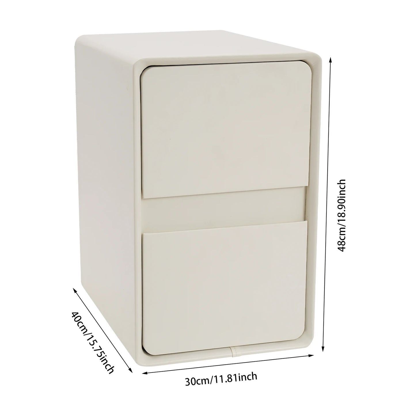 Narrow Nightstand With Two Drawers Modern Bedside Table