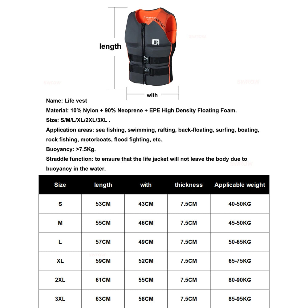 Adult Life Jacket For Water Sports And Safety Vest Gear
