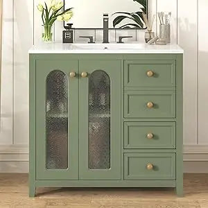 Modern 36 Inch Bathroom Vanity Cabinet with Sink and Storage