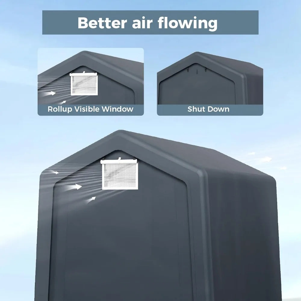 Portable Storage Shed 6x10 ft Easy Access Roll Up Door