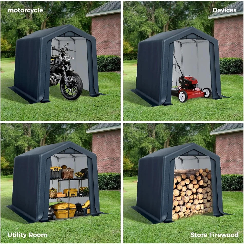 Portable Storage Shed 6x10 ft Easy Access Roll Up Door