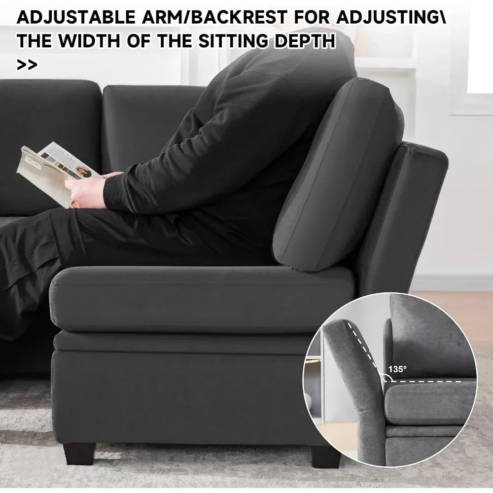 Modular Sectional Sofa With Storage And Ottomans U Shaped