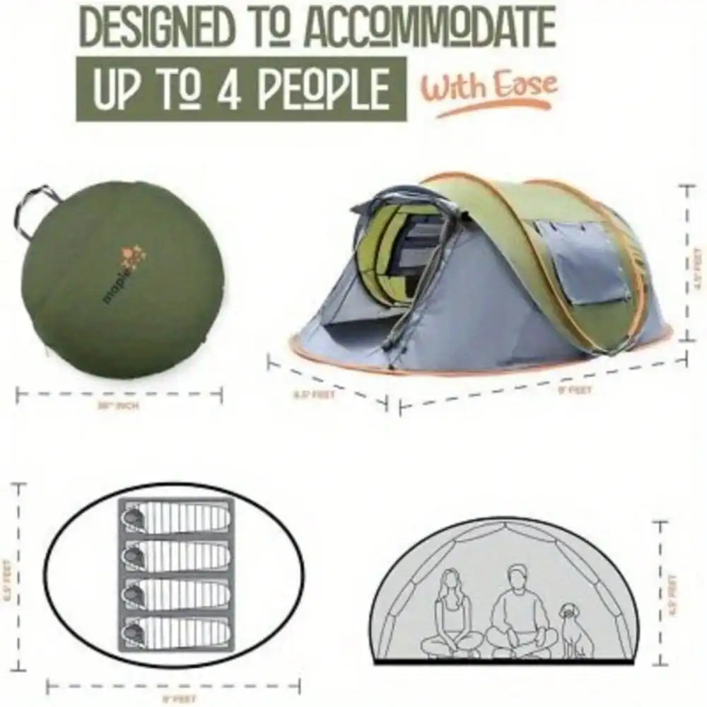 4-Person Easy Pop Up Tent With Waterproof UPF50+ Protection