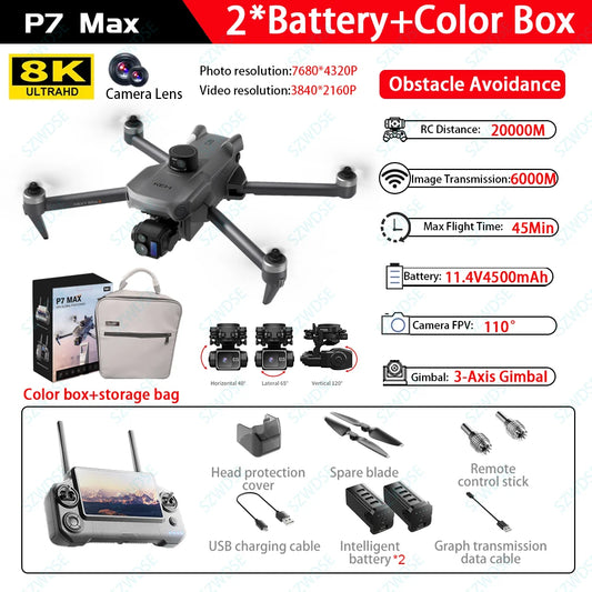 P7 MAX High-End GPS Drone 8K Video with Remote Control