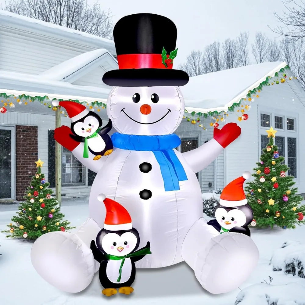 LED Christmas Inflatable Snowman And Penguin Yard Decor