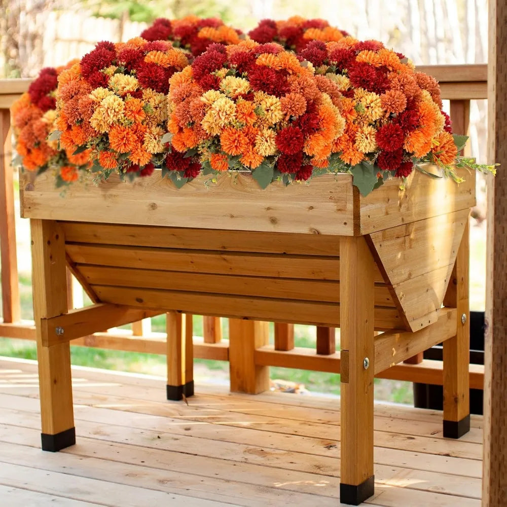 Artificial Silk Mums Bouquet 12 Pcs Burnt Orange Fall Decor