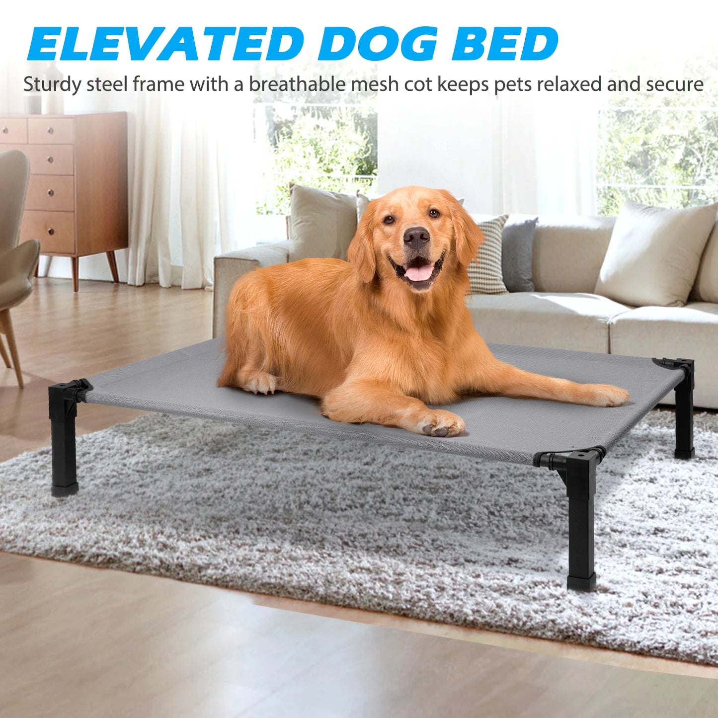 Elevated Dog Bed Cooling Portable Breathable Mesh Cot