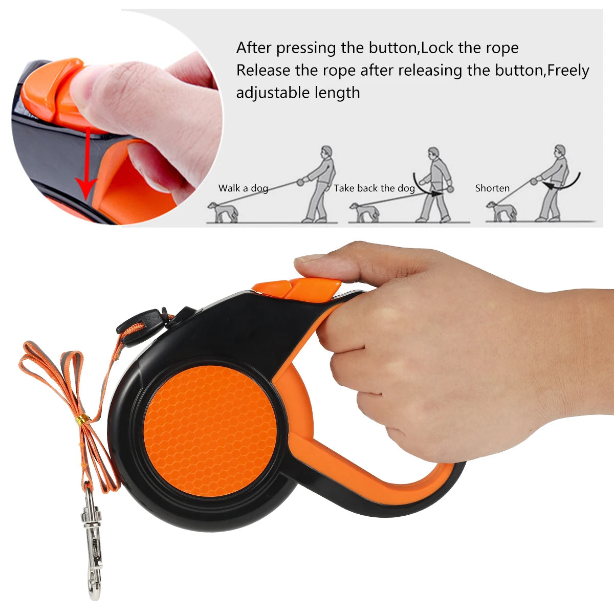 Retractable Dog Leash Heavy Duty With Reflective Tape