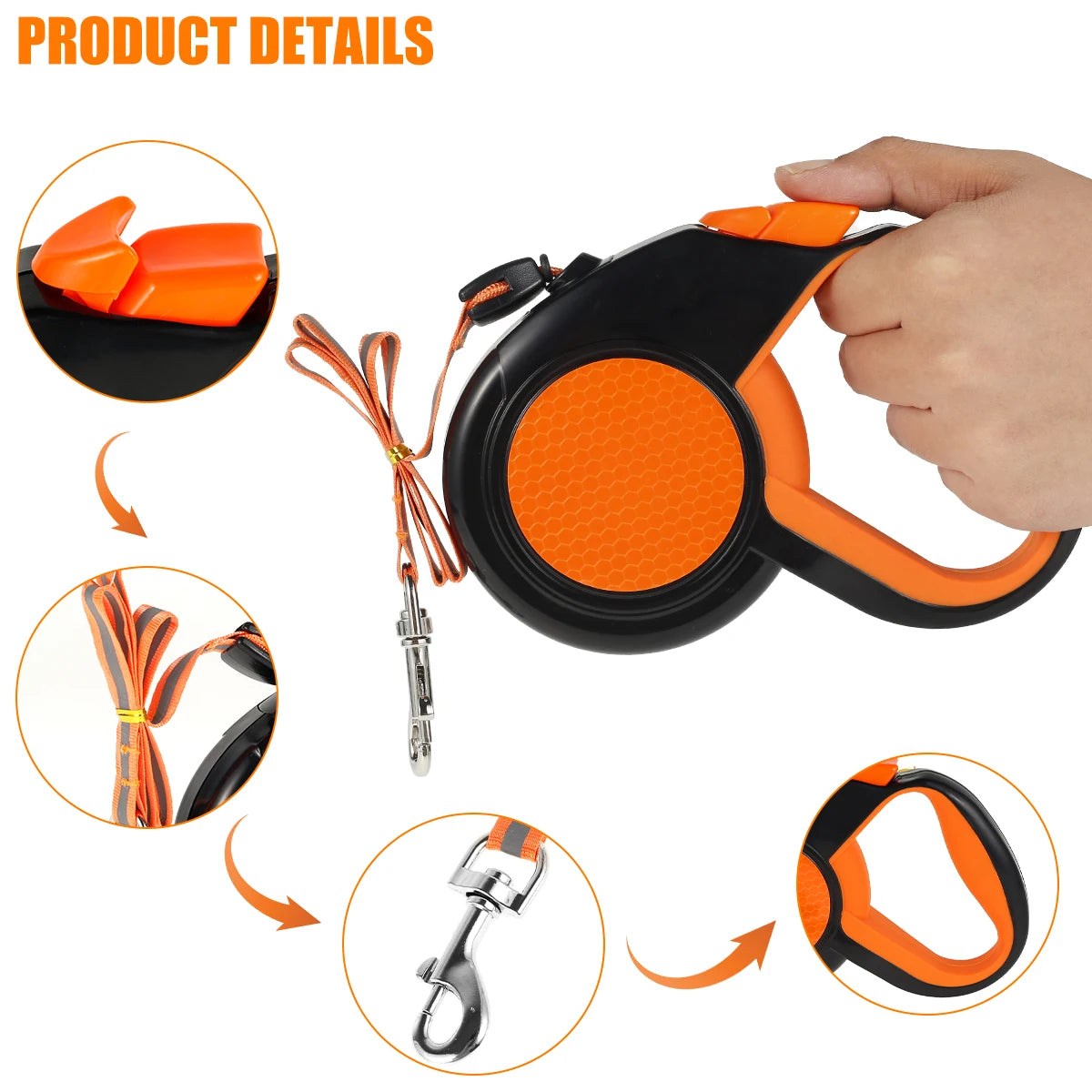 Retractable Dog Leash Heavy Duty With Reflective Tape