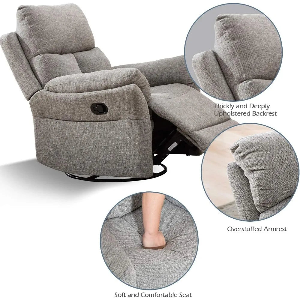 ZHIYONG Swivel Rocker Recliner Chair for Ultimate Comfort