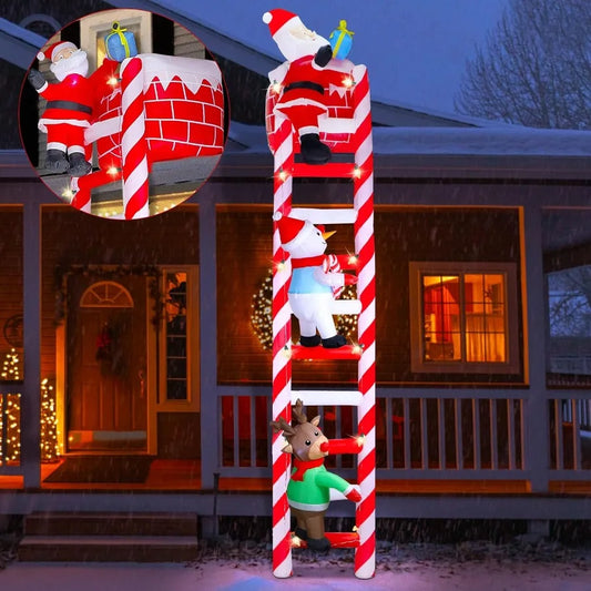10Ft Inflatable Christmas Lighted Santa And Reindeer