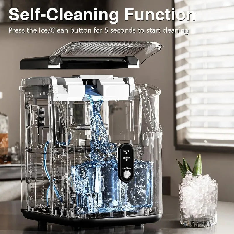 Nugget Ice Maker Countertop with Self-Cleaning Feature