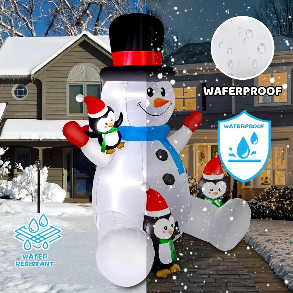 LED Christmas Inflatable Snowman And Penguin Yard Decor
