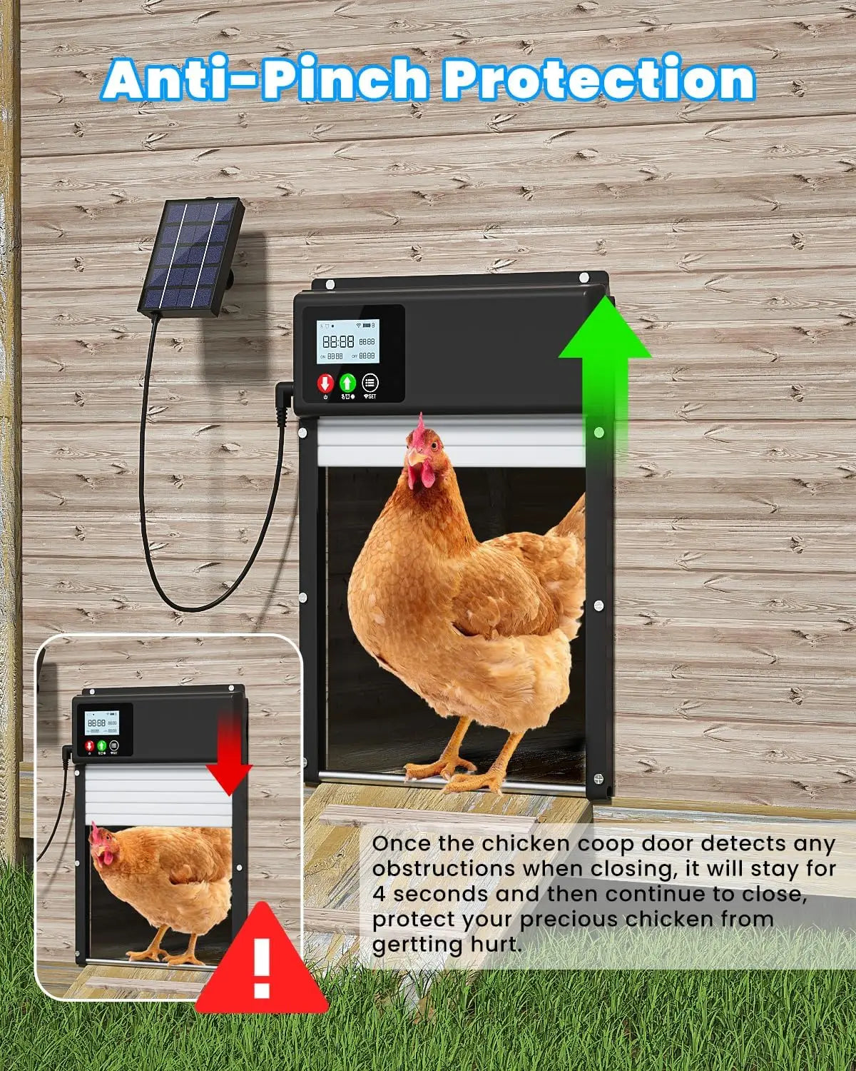Solar Powered WiFi Chicken Coop Door Opener Light Sensor