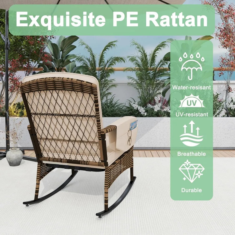 Stylish 3-Piece Patio Furniture Set with Rocking Chairs