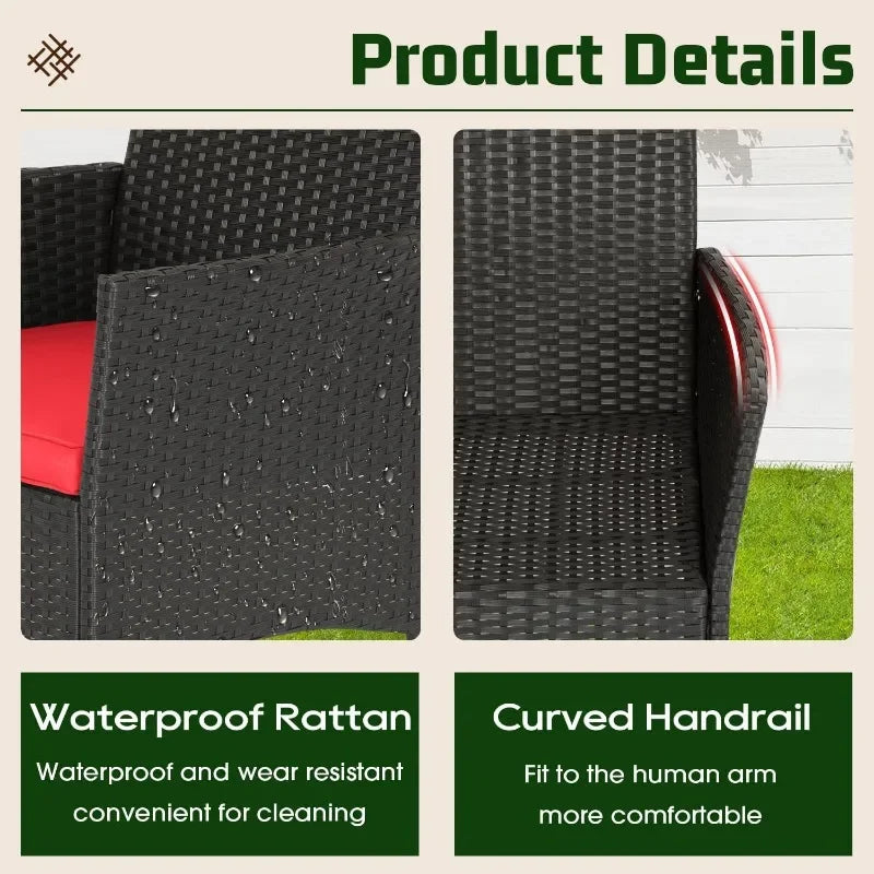 Durable 4-Piece Rattan Patio Furniture Set for Outdoor Comfort