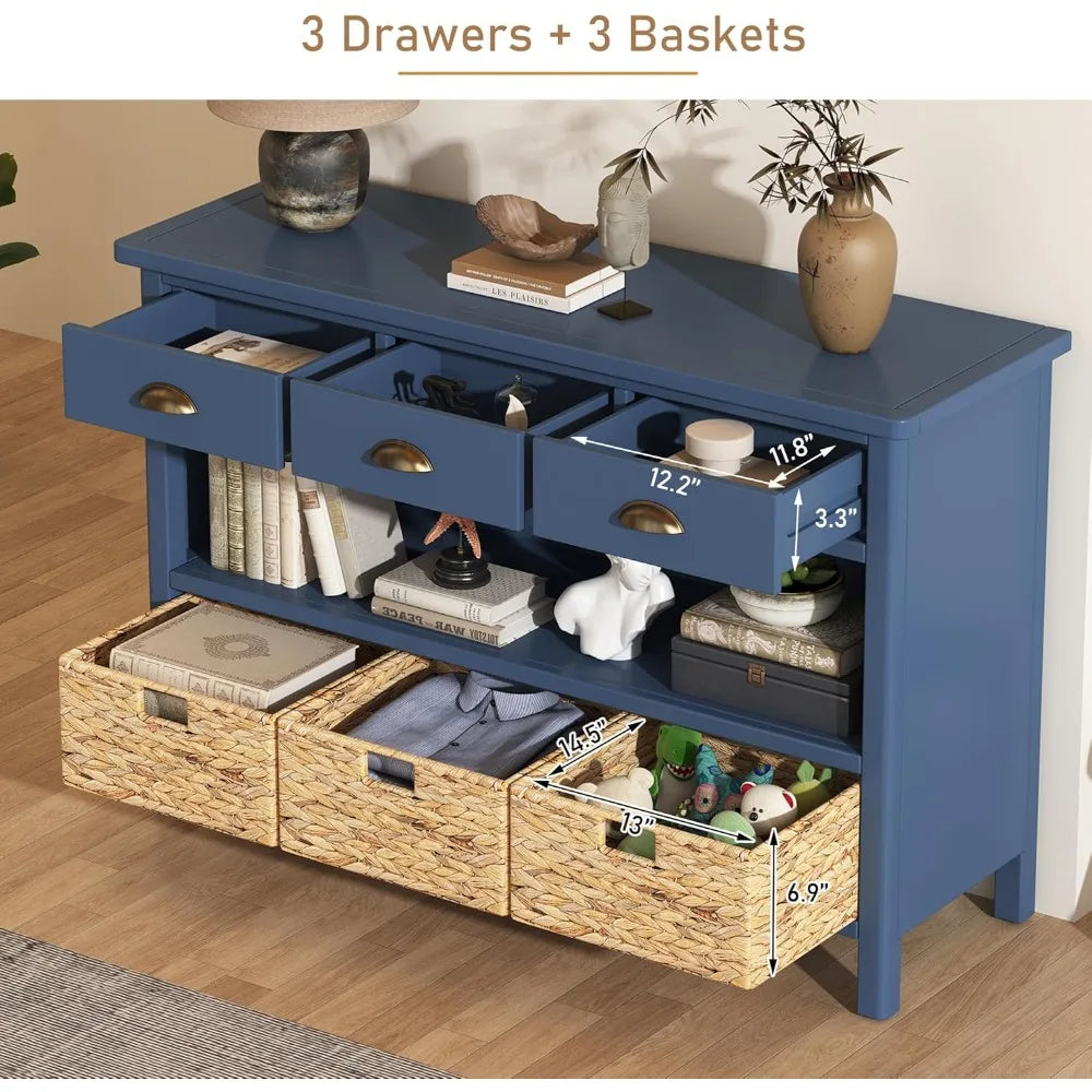 Rustic Farmhouse 47 Inch Console Table With Storage