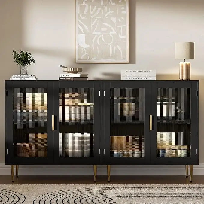 Sideboard Cabinet With LED Lights And Adjustable Shelves