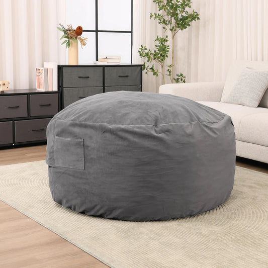 Oversized 3/4FT Bean Bag Chair with Washable Cover for Comfort