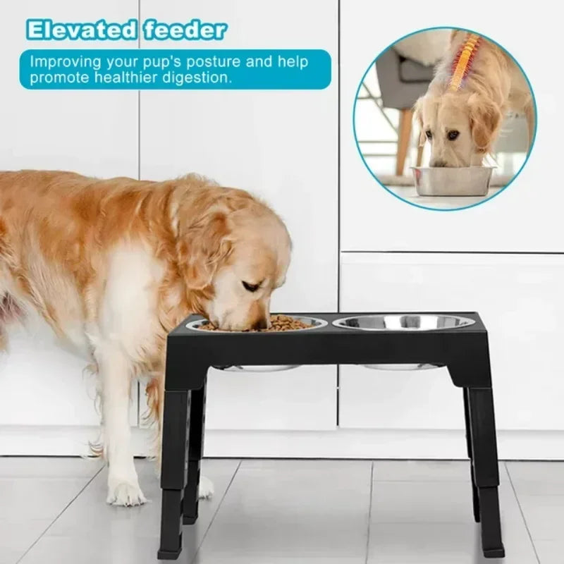 PawPerfect Height Adjustable Dog Bowl Rack for Better Posture