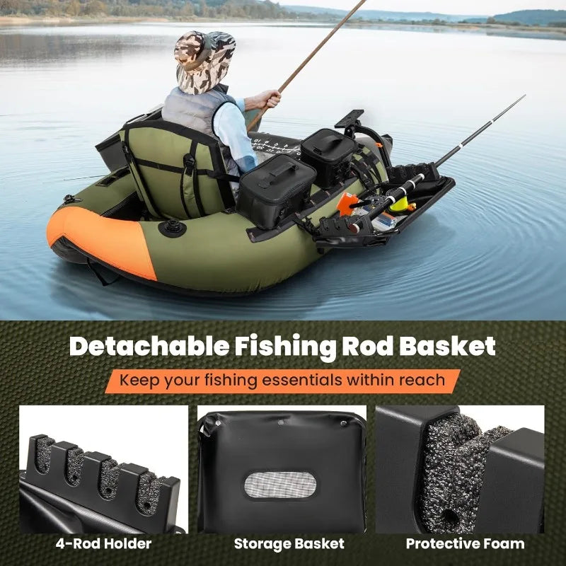 High Capacity Inflatable Float Tube for Comfortable Fishing