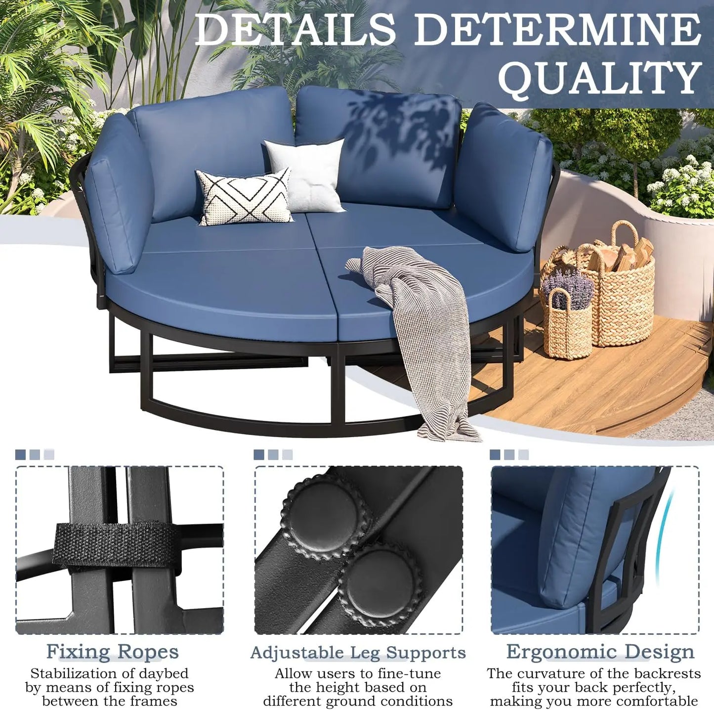 Patio Furniture Set Outdoor Daybed With Cushioned Seats