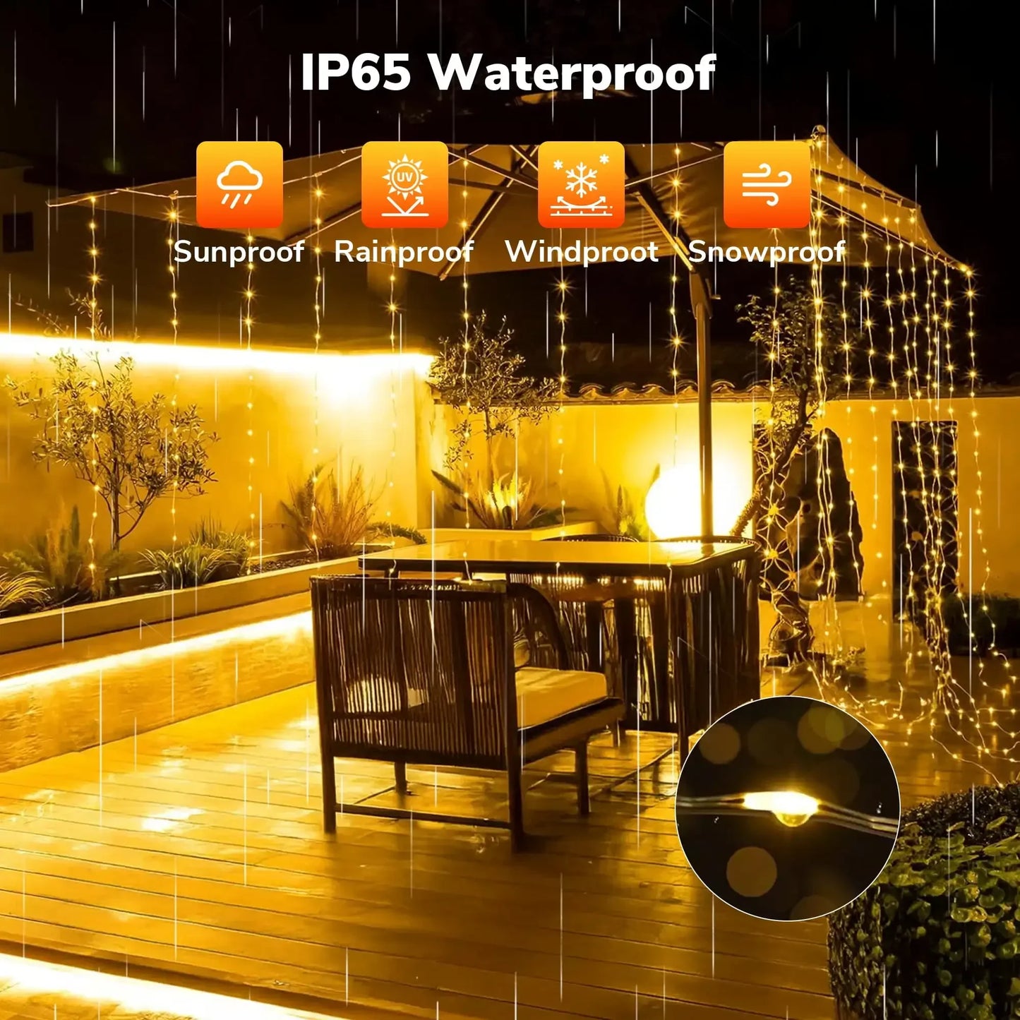 Waterproof Solar String Lights 66FT with 200 LEDs