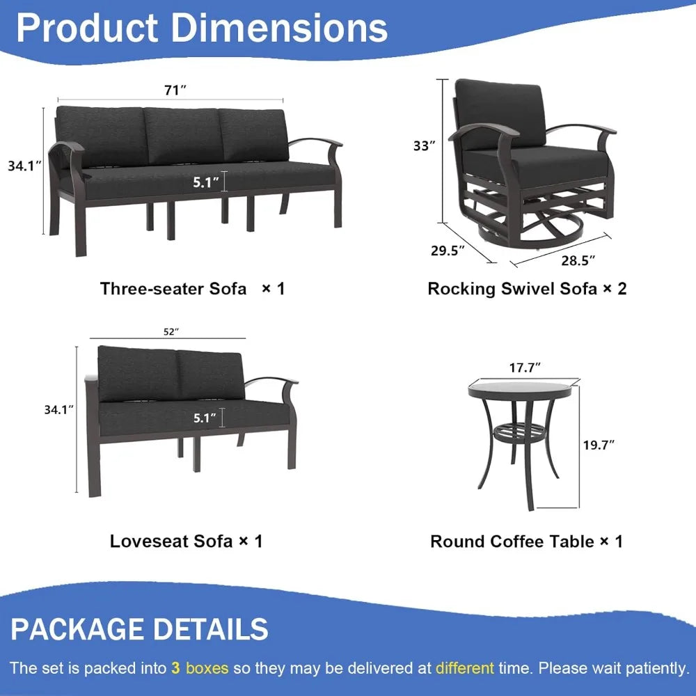 Aluminum Patio Furniture Set with Swivel Chairs for Modern Style