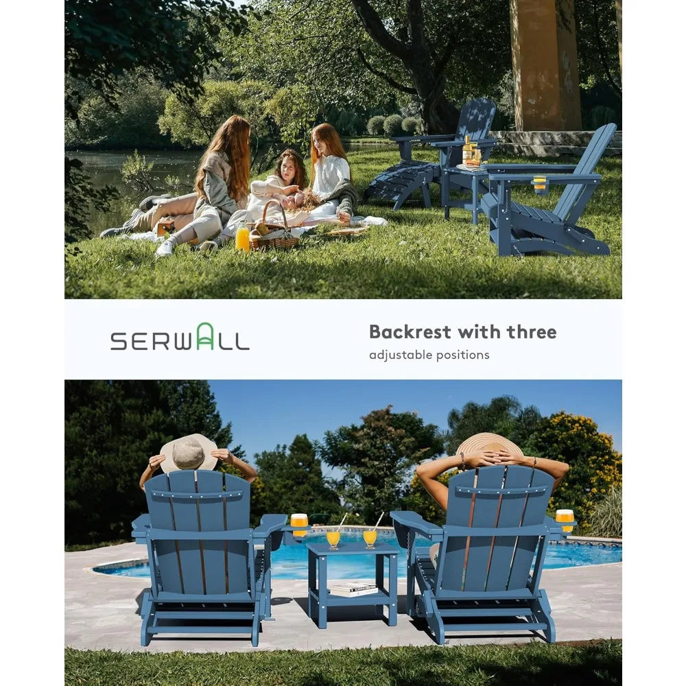 Weather Resistant Adirondack Chair and Ottoman Set